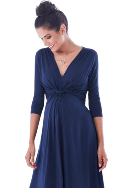 Kadın Göğüs Altında Düğüm Model Truvakar Kol Spor Şık Viskon Hamile Elbisesi indirimleri