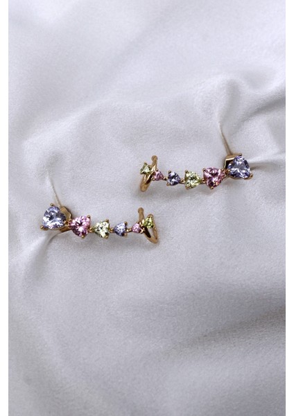 Vıp Çelik Renkli Zirkon Taşlı Kalpli Yan Model Küpe fiyatları