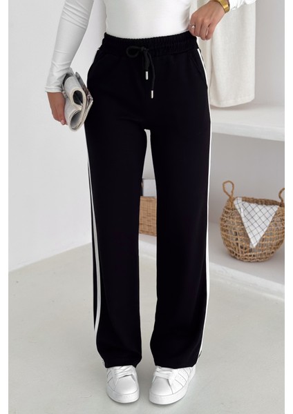 Kadın Çizgili Bağcıklı Bol Paça Eşofman Altı & Pantolon – Sportif & Günlük Konfor