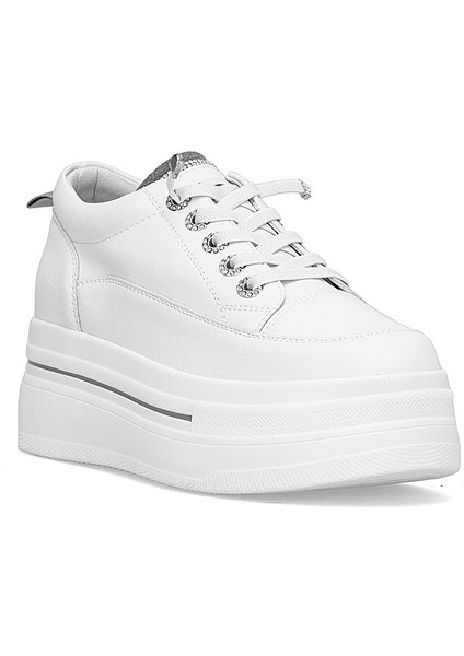 25K313 Kadın Hakiki Deri Klasik Sneaker Beyaz - Gri fiyatları