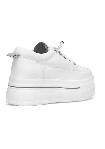 25K313 Kadın Hakiki Deri Klasik Sneaker Beyaz - Gri fırsatları