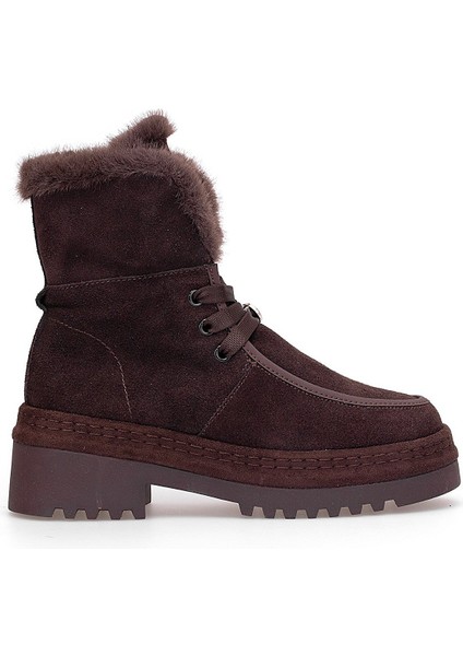 25K433 Kadın Hakiki Deri Klasik Bot Kahverengi