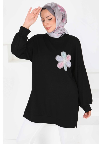 Çiçek Işlemeli Oysho Tunik Siyah - 27672