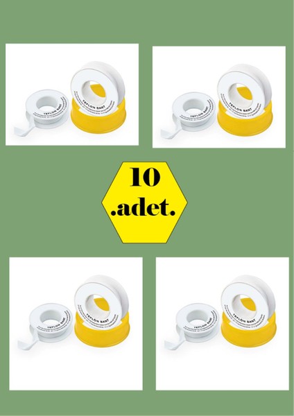 10 Adet 12 mm x 10 Metre Teflon Bant