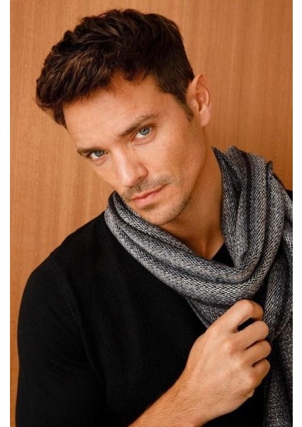 Erkek Yün Kaşkol Siyah