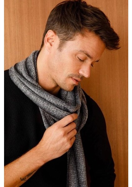 Erkek Yün Kaşkol Siyah fırsatları