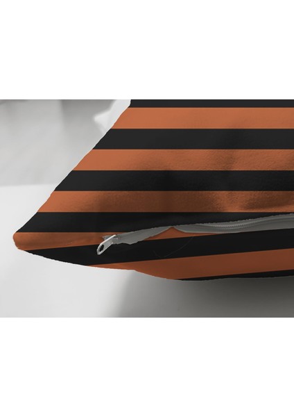 Hidden Paws Orange Gri Zemin Turuncu Siyah Çizgili Kedi Desenli Dekoratif Kırlent Kılıfı 50X50 cm modelleri