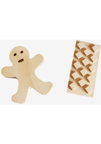Ahşap Baskı Kalıbı 2'li Gingerbread Men Set
