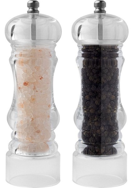 Mithra Life 2’li Küçük Boy 14 cm Akrilik Şeffaf Tuz Karabiber Öğütücü MIT1256