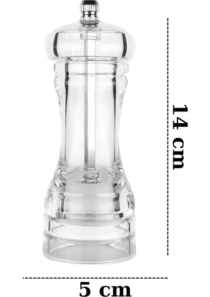Mithra Life 2’li Küçük Boy 14 cm Akrilik Şeffaf Tuz Karabiber Öğütücü MIT1256 fiyatları