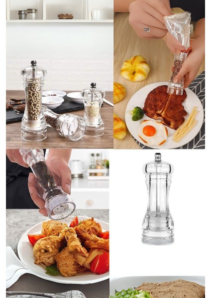 Mithra Life 2’li Küçük Boy 14 cm Akrilik Şeffaf Tuz Karabiber Öğütücü MIT1256 indirimleri