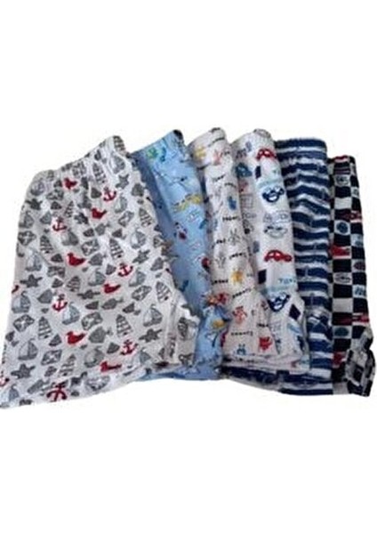 Erkek Çocuk Boxer Desenli 6 Adet Dokuma Kumaşla Rahat Kullanım İçin