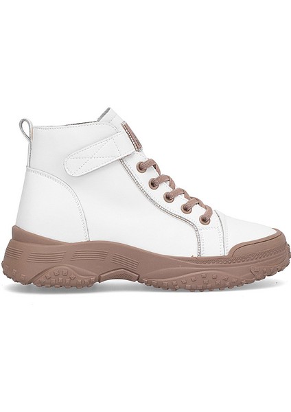 25K310-5 Kadın Hakiki Deri Sneaker Bot Bej