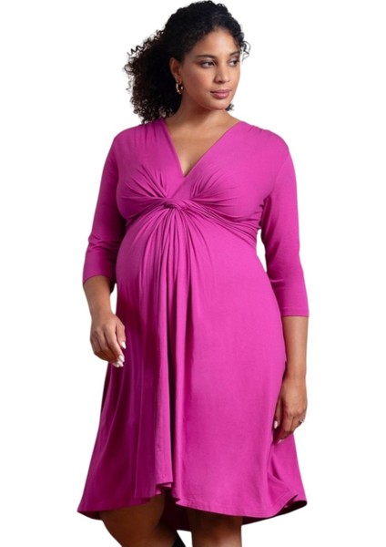 Kadın Göğüs Altında Düğüm Model Truvakar Kol Spor Şık Viskon Büyük Beden Curve Hamile Elbisesi fiyatları