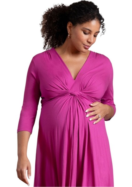 Kadın Göğüs Altında Düğüm Model Truvakar Kol Spor Şık Viskon Büyük Beden Curve Hamile Elbisesi fırsatları