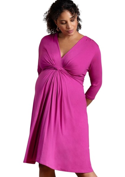 Kadın Göğüs Altında Düğüm Model Truvakar Kol Spor Şık Viskon Büyük Beden Curve Hamile Elbisesi indirimleri