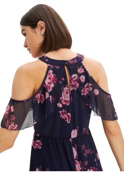 Kadın Tül Detaylı Omzu Açık Şık Rahat Kalıp Büyük Beden Curve Abiye Elbise indirimleri