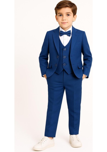 Çocuk Damatlık Takım Elbise – 5 Parça (Ceket, Yelek, Gömlek, Papyon, Pantolon) 5402-5421