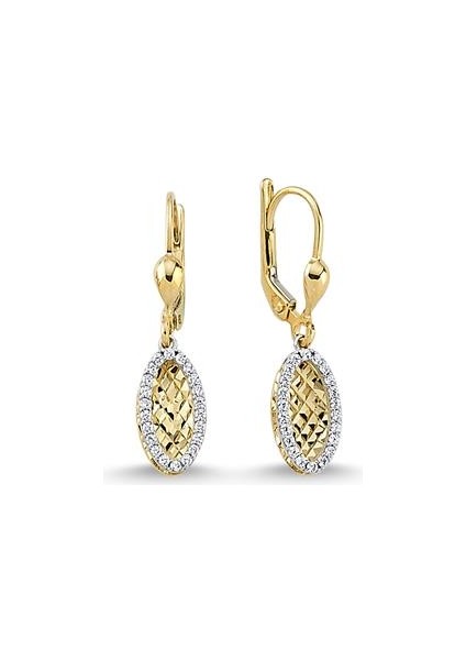 Altın Sallantılı Tasarım Küpe