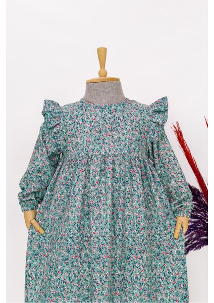 Kız Çocuk Viskon %100 Pamuk Tesettür Elbise Amine Model Uzun Tam Boy Elbise fırsatları