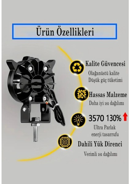 Motosiklet Sis Farı 5 Modlu Çakarlı-Çakarsız Kullanım Sarı-Beyaz 20.000LM fiyatları