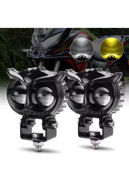 Motosiklet Sis Farı 5 Modlu Çakarlı-Çakarsız Kullanım Sarı-Beyaz 20.000LM