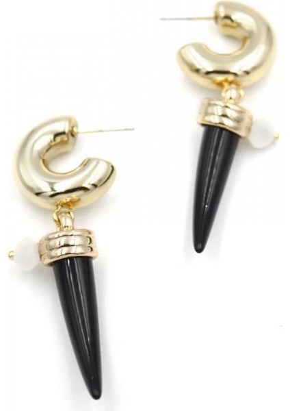 Fildişi Halka Küpe - Siyah