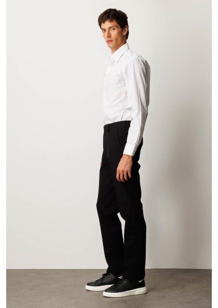 Erkek Beli Lastikli Yan Cepli Koton Pantolon Siyah fiyatları