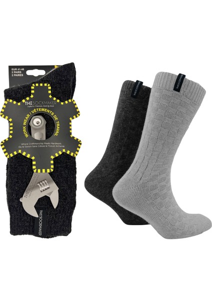 Yün Karışımlı Çorap İngiliz Anahtarı Temalı Paket | 2 Çift | 41-46 Numara İş Çorabı