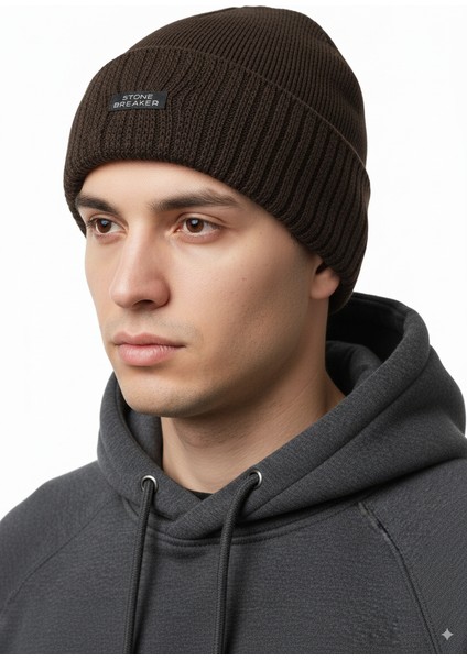 Erkek Kışlık Kalın Bere Pamuklu Katlamalı Stone Model Sıcak Tutar Esnek Rüzgar Geçirmez