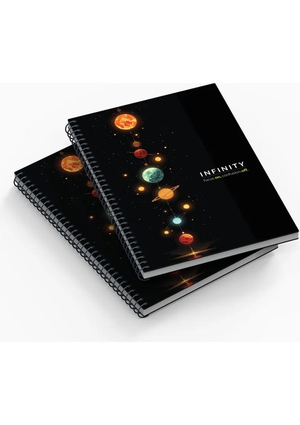 A5 Karton Kapak Spiralli Çizgili Defter/ 96 Sayfa/tematik Seri No: 3 “sonsuzluk” Infinity fiyatları
