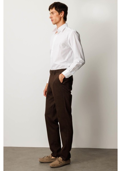 Erkek Beli Lastikli Yan Cepli Koton Pantolon Kahve fiyatları