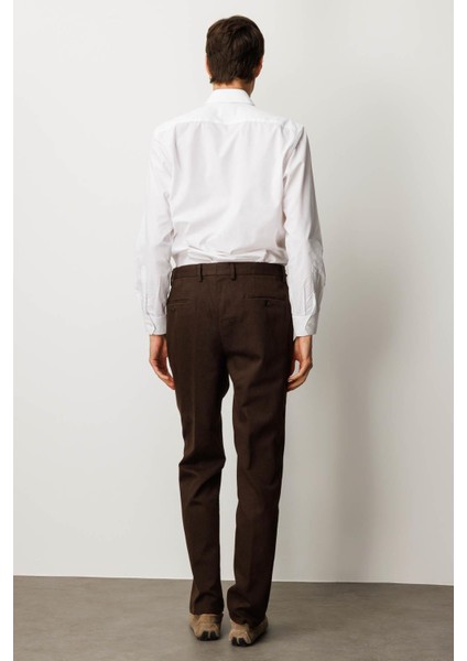 Erkek Beli Lastikli Yan Cepli Koton Pantolon Kahve modelleri