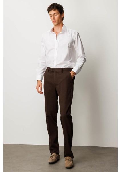 Erkek Beli Lastikli Yan Cepli Koton Pantolon Kahve fırsatları