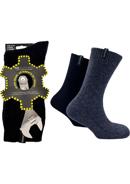 Yün Karışımlı Çorap İngiliz Anahtarı Temalı Paket | 2 Çift | 41-46 Numara İş Çorabı