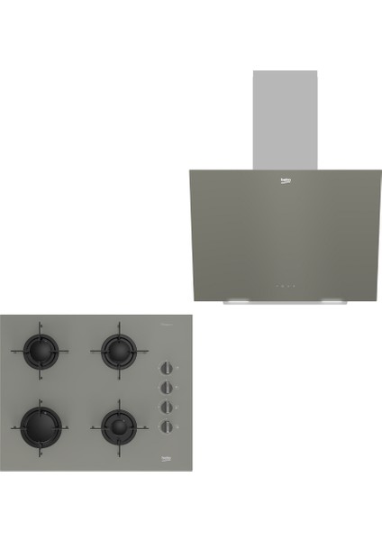 2’li Ankastre set Manhattan Gri Ocak + Davlumbaz