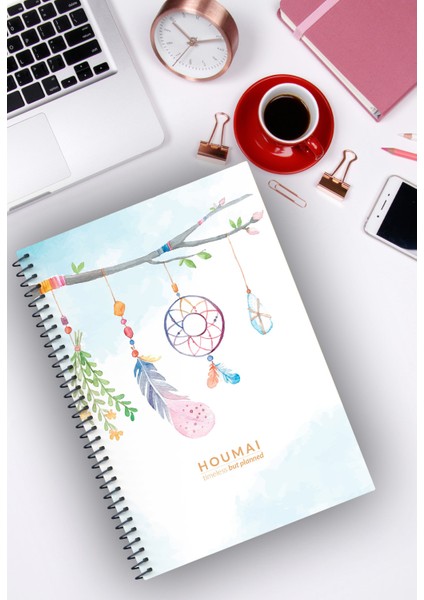 A5 Spiralli Defter 96 Sayfa Çizgisiz, Houmai Serisi Özel Koleksiyon No:2