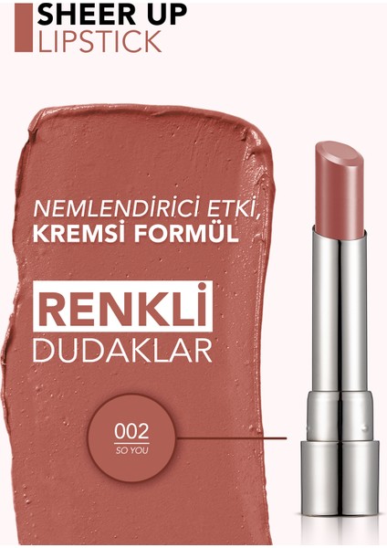 Sheer Up Yarı Saydam Renk Veren Nemlendirici Stick Parlak Ruj (002 So You) 8682536012003 fırsatları