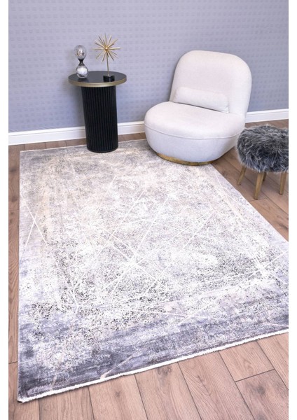 Queen 8111 Antrasit - Viskon Bambu Halı | Dokuma Salon Halısı