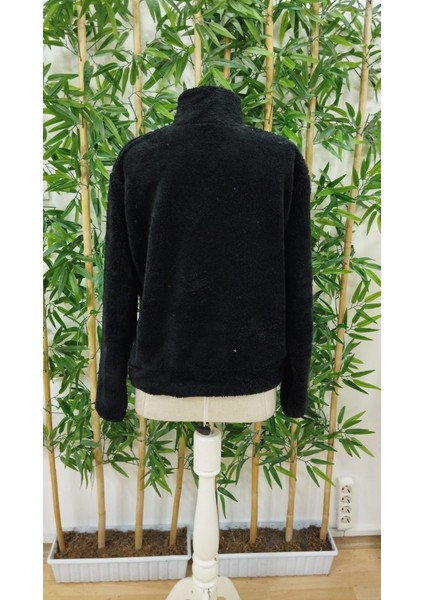 Kadın Uzun Kollu önden Fermuarlı Cepli Peluş Sweat