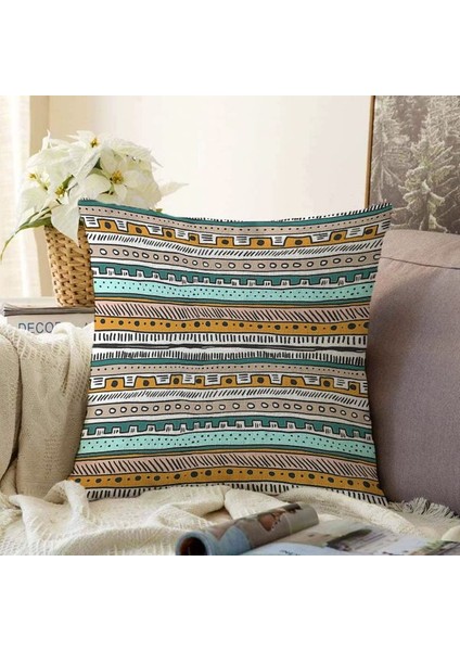Nordic Lines Iskandinav Tarzı Renkli Çizgili Dekoratif Kırlent Kılıfı 50X50 cm Polyester Kumaş