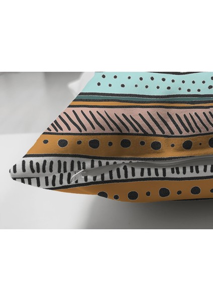 Nordic Lines Iskandinav Tarzı Renkli Çizgili Dekoratif Kırlent Kılıfı 50X50 cm Polyester Kumaş modelleri