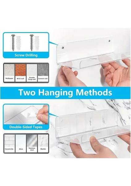 2 Adet Pleksi Hayalet Raf - 30X10 cm Banyo Mutfak Düzenleyici Kendinden Yapışkanlı Raf modelleri
