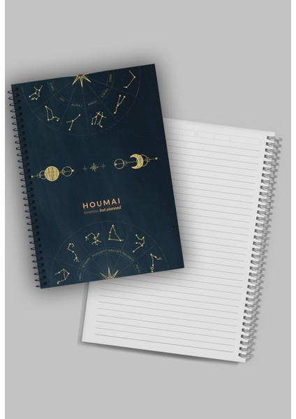 A5 Spiralli Defter 96 Sayfa Çizgili, Houmai Serisi Özel Koleksiyon Karton Kapak modelleri