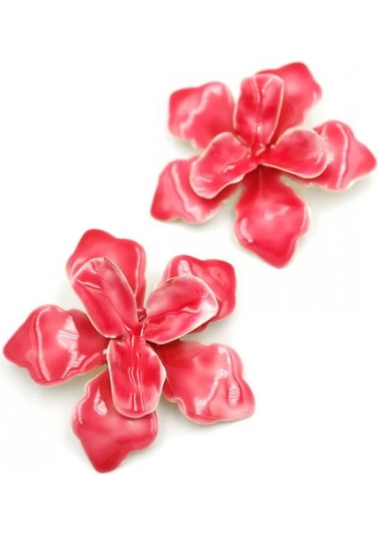 Metal Çiçek Küpe - Pembe fiyatları