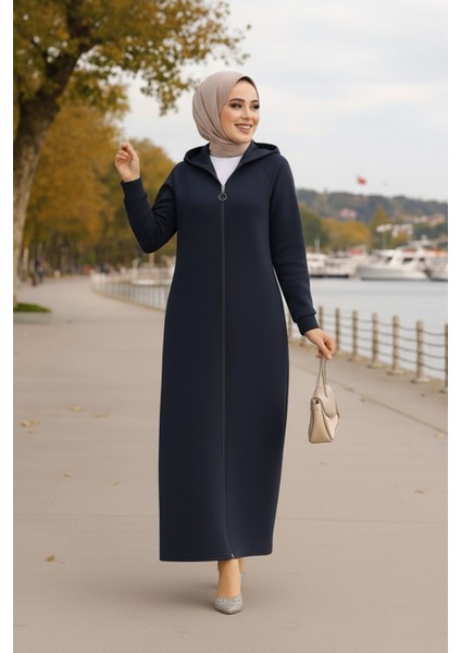 Kapşonlu Lacivert Tesettür Kap 72231L
