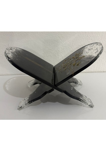 Siyah Renk Çiçekli ve Yazı Motifli Epoksi Reçine Rahle (Özel Tasarım - Tek Üretim) - 37X19 cm