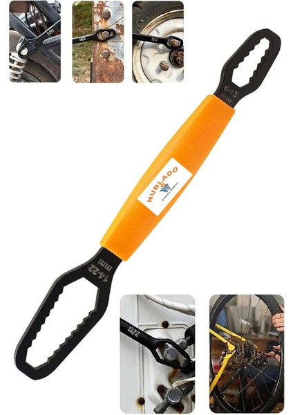 Mft Çift Ağızlı Evrensel Kendinden Sıkma Çok Amaçlı Anahtar Çelik Ingiliz Torx Cırcır Anahtarı Siyah