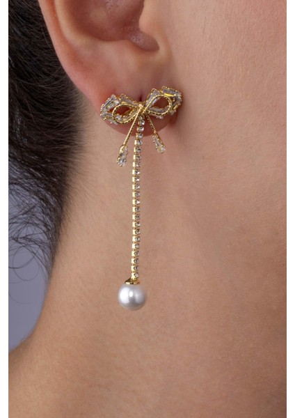 Fiyonk Model Inci Taneli Altın Kaplama Kadın Çelik Küpe modelleri