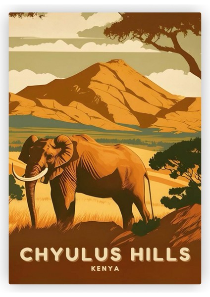 Chyulus Hills Kenya Chyulu Hills Afrika Safari Minimalist Ahşap Poster 20X29 cm